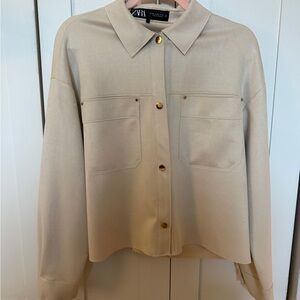 Zara Beige Button-Up Women's Blazer